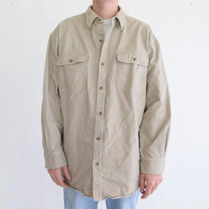 VTG Gander Mountain Guide Series Tan  100% Thick Cotton Outdoor Button Up Shirt